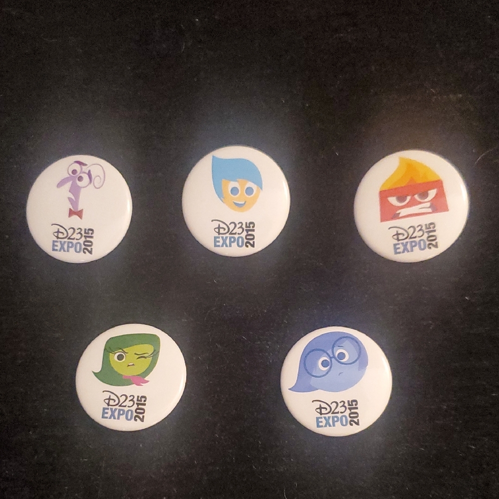 VINTAGE 2015 Inside Out Character Button Pin Set - Multicolor